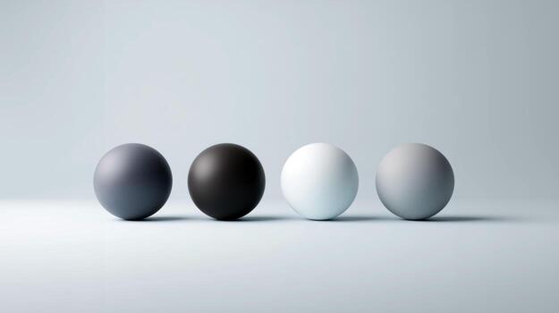Monochrome Spheres in Perfect Alignment for Timeless Minimalist Aesthetic photo