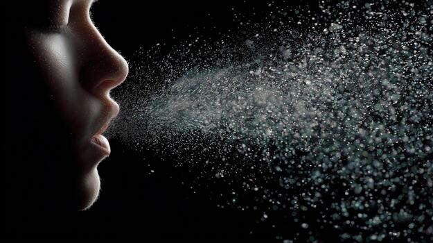 detallado visualización de flujo de aire durante estornudos en lento movimiento foto