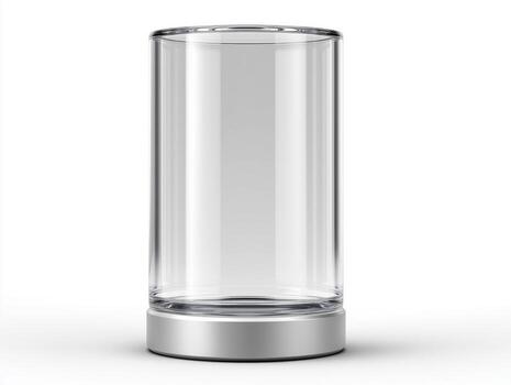 Minimalist Frosted Glass Cylinder 3D Render for Design Element Use photo