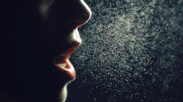 Detailed Visualization of Sneezing in Slow Motion with Airflow Dynamics photo