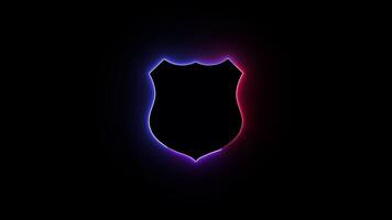 Glowing neon shield frame.abstract beautiful neon light frame background. abstract neon light shield border frame video