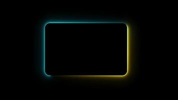 raggiante neon piazza e rettangolo frame.abstract bellissimo neon leggero telaio sfondo. astratto 2 colore neon leggero piazza confine telaio video