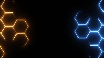raggiante neon esagonale frame.abstract bellissimo neon leggero telaio sfondo. astratto neon leggero esagonale confine telaio video