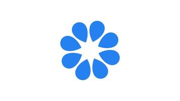 Blue teardrop petal flower loading icon animation. Drops spreading out into floral spinner bloom. Animated loader isolated on white transparent. Web design component 4K . Buffer, preloader video