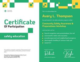 Safety Education Program Certificate template