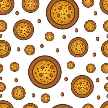 Seamless pattern design featuring chocolate chip cookies vector