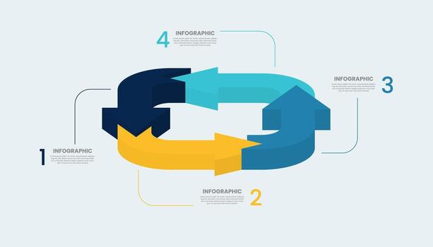 Three-dimensional looping arrow elements convey the workflow. vector