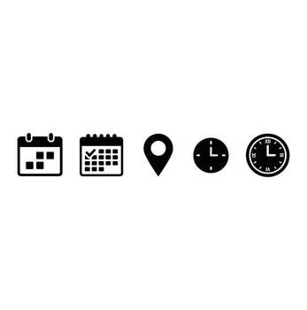 Modern icons for scheduling, location, and time management in business planning vector