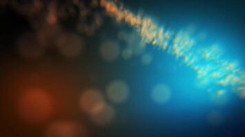 futurista resumen antecedentes presentando un dinámica corriente de brillante digital partículas, ilustrando el intrincado fluir de energía y datos en un vibrante azul y naranja degradado video