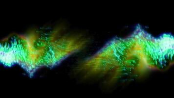 resumen brillante energía ola formas con partícula efectos en un oscuro antecedentes video