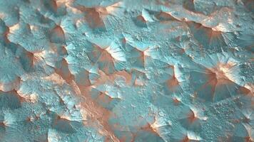 aéreo ver de glacial terreno con fracturado superficie y marrón grietas en un diagonal modelo texturas patrones antecedentes video