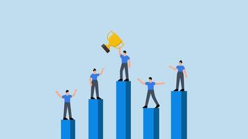 o negócio concorrência, profissionais competir em desempenho gráfico com solteiro vencedor, video