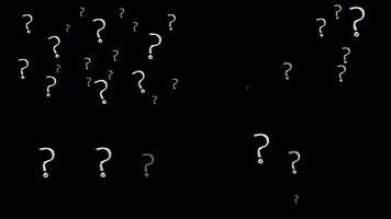 fråga mark text uttryck animering på bakgrund. flygande text packa uttryck video