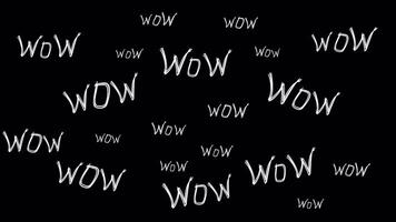 Wow text uttryck animering på bakgrund. flygande text packa uttryck video