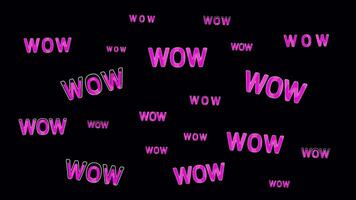 Wow text uttryck animering på bakgrund. flygande text bubbla uttryck video