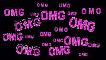 OMG Text Expression animation on background. Flying text bubble expression video