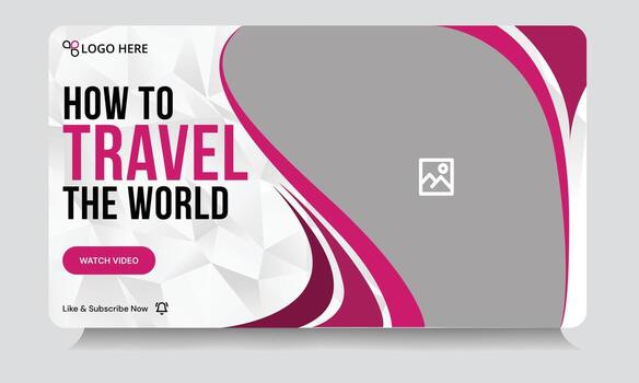 Customizable travel tutorial thumbnail banner template design, travel guide eps thumbnail banner design vector