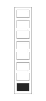 vertical indicador bar con segmentos 2d línea objeto. nivel estado. actuación seguimiento. ui componente. cargando bar. segmentario aislado clipart tinta contorno artículo. monocromo Mancha ilustración vector