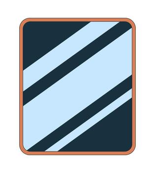 pared espejo con de madera marco 2d dibujos animados objeto. redondeado rectangular baño decoración con reflexión. reflexivo superficie habitación accesorio aislado elemento plano acortar Arte en blanco. Mancha ilustración vector