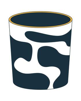 papelera con moderno resumen vaca impresión 2d dibujos animados objeto. vacío papel de desecho cesta. basura compartimiento. negro y blanco modelo basura lata aislado elemento plano acortar Arte en blanco. Mancha ilustración vector