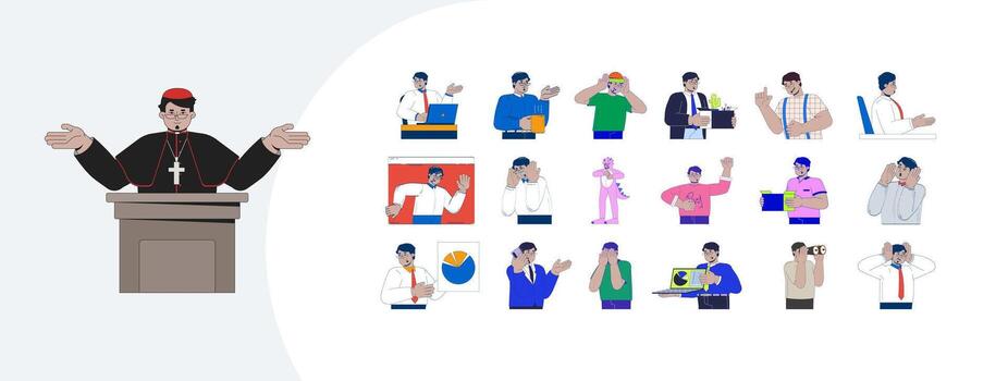 Illustrated characters expressing various emotions vector