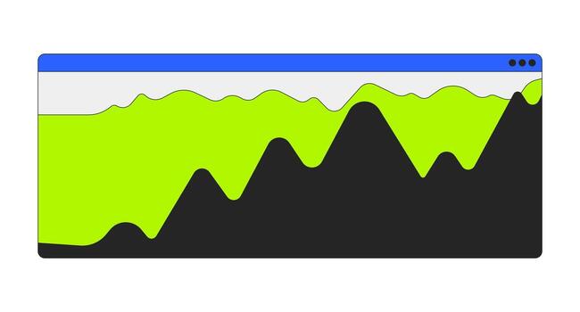 dinámica zona gráfico en moderno ui navegador ventana 2d dibujos animados objeto. real hora analítica negocio inteligencia. datos visualización aislado elemento plano acortar Arte en blanco. Mancha ilustración vector