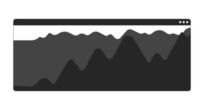 dinámica zona gráfico en moderno ui navegador ventana 2d negro lleno objeto. real hora analítica negocio inteligencia. datos visualización aislado clipart tinta artículo. monocromo Mancha ilustración vector