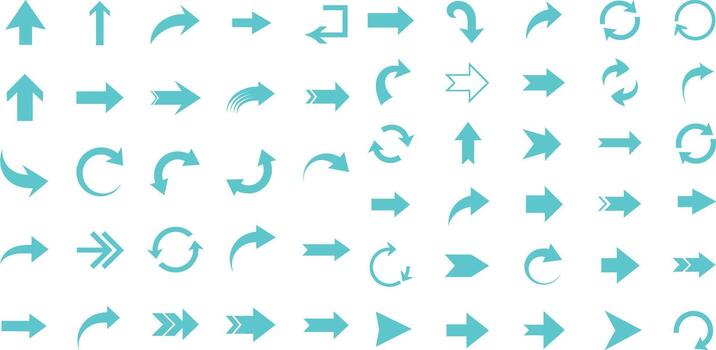 Arrow symbols collection, directions, different shapes, navigation elements, set of pointers for presentation usage vector