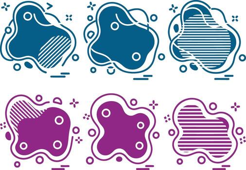 Fluid shapes set, abstract geometric decoration with stripes, isolated elements vector