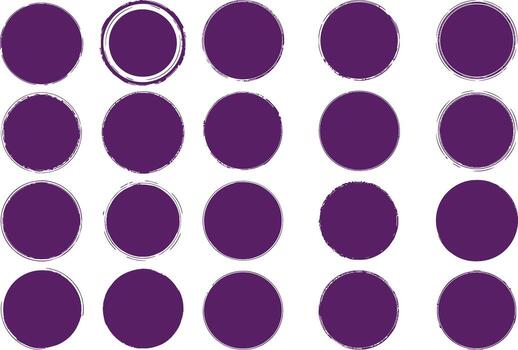 circular grunge formas conjunto de veintiuno, afligido circulo fronteras en varios estilos vector