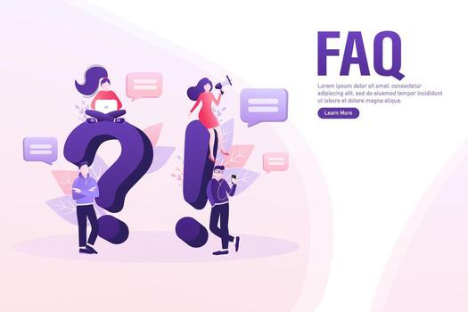 Frequently asked questions page template. web banner. Customer service. Flat isometric illustration. Customer support. Abstract background. vector