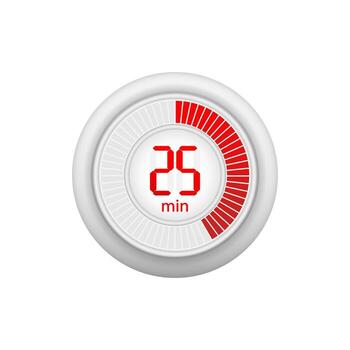 Icon of a timer with 25 minutes on the white background. illustration. vector