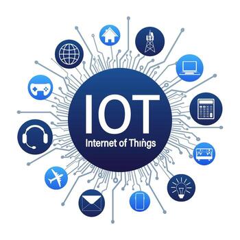 IOT. Internet of things, devices and connectivity concepts on a network. Spider web of network connections. illustrations vector
