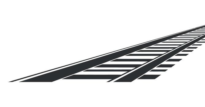 Perspective Railway Track Illustration Isolated on Transparent Background Railroad Transport Infrastructure Rail System Elements vector