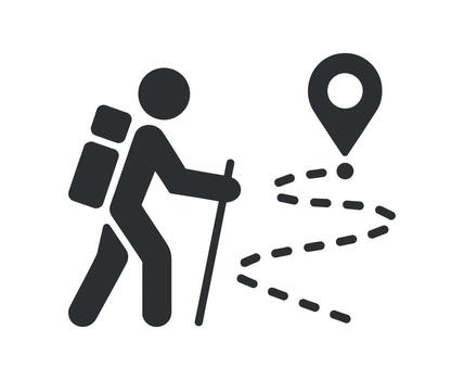 Silhouette Explorer Following Destination Path Finding Location Journey Adventure Minimalist Style vector