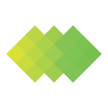 Green pixelized mosaic logo design element. Abstract shape of multiple squares. Simple flat graphic symbol vector