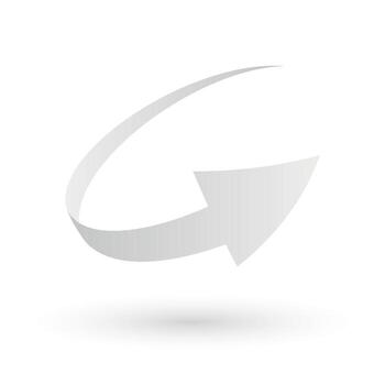 Loop circle arrow icon. Abstract symbol of refresh, reload or recycle. Simple grey 3D sign with dropped shadow. vector