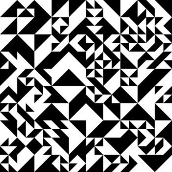 Abstract mosaic of right triangles. Black right triangles scattered on white background. Abstract seamless pattern. Modern decorative wrapping paper. vector