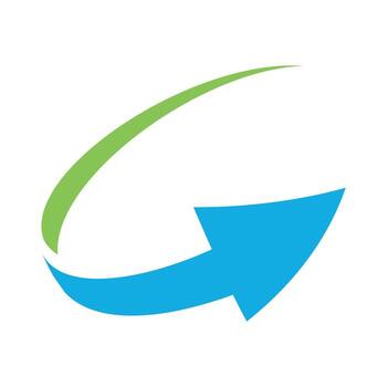 Loop circle arrow icon. Abstract symbol of refresh, reload or recycle. Simple flat green and blue sign vector