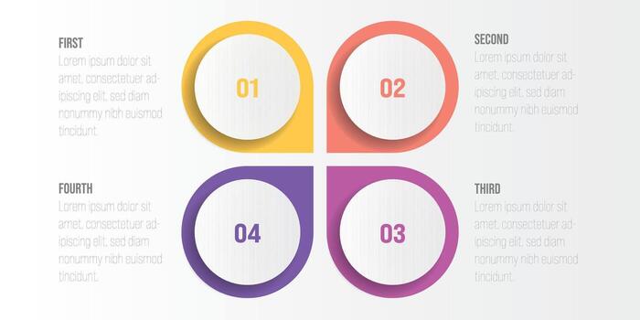 4 steps process modern infographic diagram. Graph template of four drop shape elements. Business concept of steps or options. Modern design illustration. vector