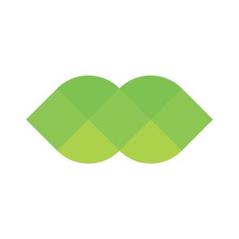 Green pixelized mosaic logo design element. Abstract shape with sharp and rounded corners. Simple flat graphic symbol vector