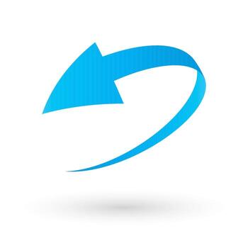 Loop circle arrow icon. Abstract symbol of refresh, reload or recycle. Simple blue 3D sign with dropped shadow. vector