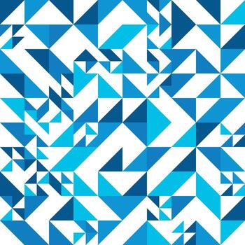 Abstract mosaic of right triangles. Blue right triangles scattered on white background. Abstract seamless pattern. Modern decorative wrapping paper. vector