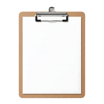Empty Clipboard with Blank Paper Ideal for Forms, Notes, and Mockups on Transparent Background png