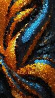 Flowing Ribbons of Orange, Blue, and Black Intertwine in a Glossy Abstract of Depth, Motion, and Metallic Energy, Animation Made of Floating Cubes video