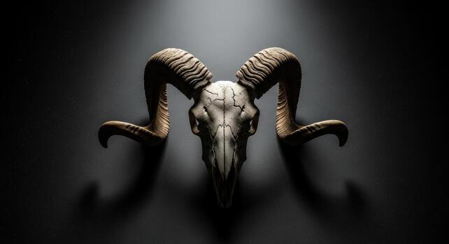 Ram Skull on Dark Background photo