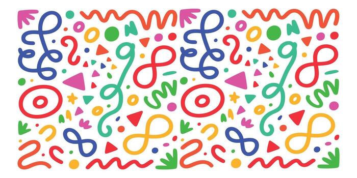 Abstract Geometric Pattern with Colorful Minimalist Shapes and Modern Retro Style Design Elements vector