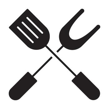 Barbecue fork and spatula icon isolated on white background for your web and mobile app design, Barbecue fork and spatula logo concept vector