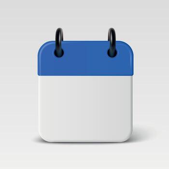 3d Minimal Calendar Icon, Isolated. Blue Header Page with Black Rings. Calendar Design Template for Date, Planner, Schedule, Reminder, Event Design. Front View vector