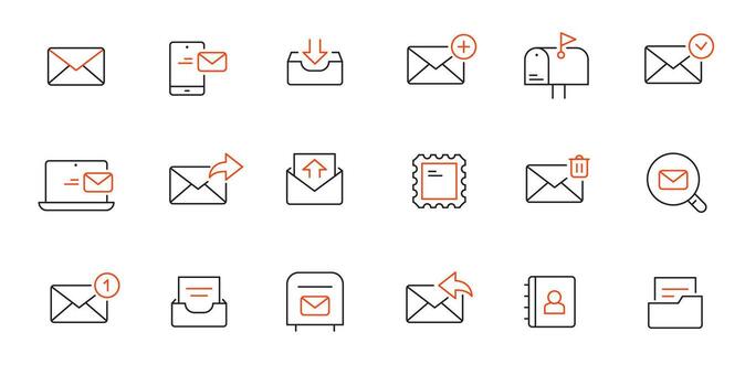 correo electrónico Boletin informativo línea icono colocar. letra enviar, correo contacto, mensaje seguro editable contorno icono. vector